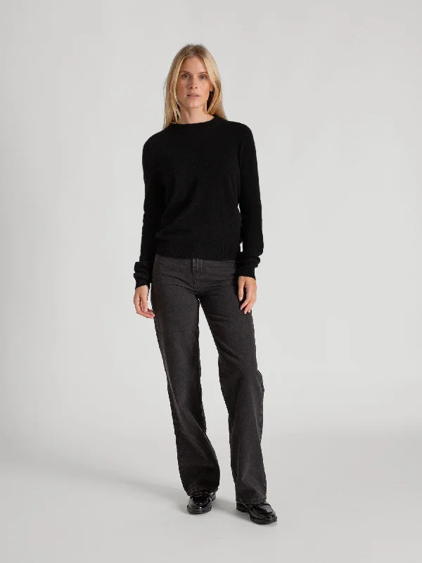 Tasseled Knit TopsCashmere sweater "Thora" - black