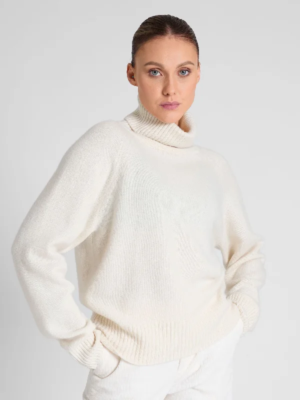 Off-Shoulder Knit TopsCashmere sweater "Milano" - white