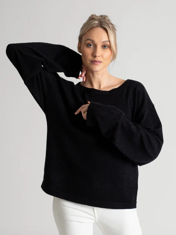 Angora Knit TopsCashmere sweater "Wilde" - black