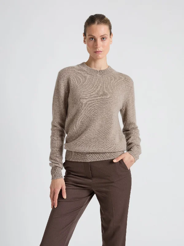 Metallic Knit Topscashmere sweater "Sofia long" - Toast