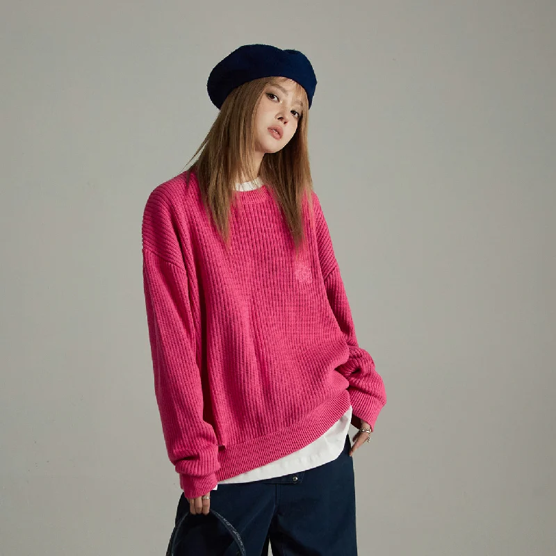 Organic Cotton Knit TopsBold Ribbed Slit Knit Sweater