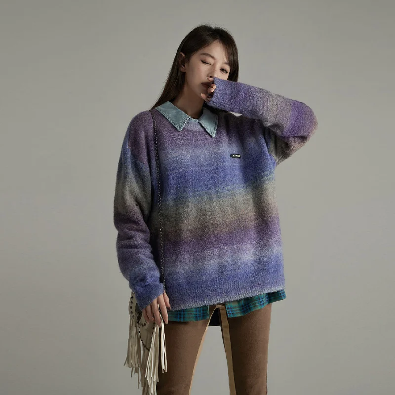 Linen Knit TopsGradient Stripe Knit Sweater