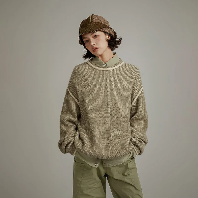 Hunting Knit TopsLine Color Combination Loose Knit Sweater