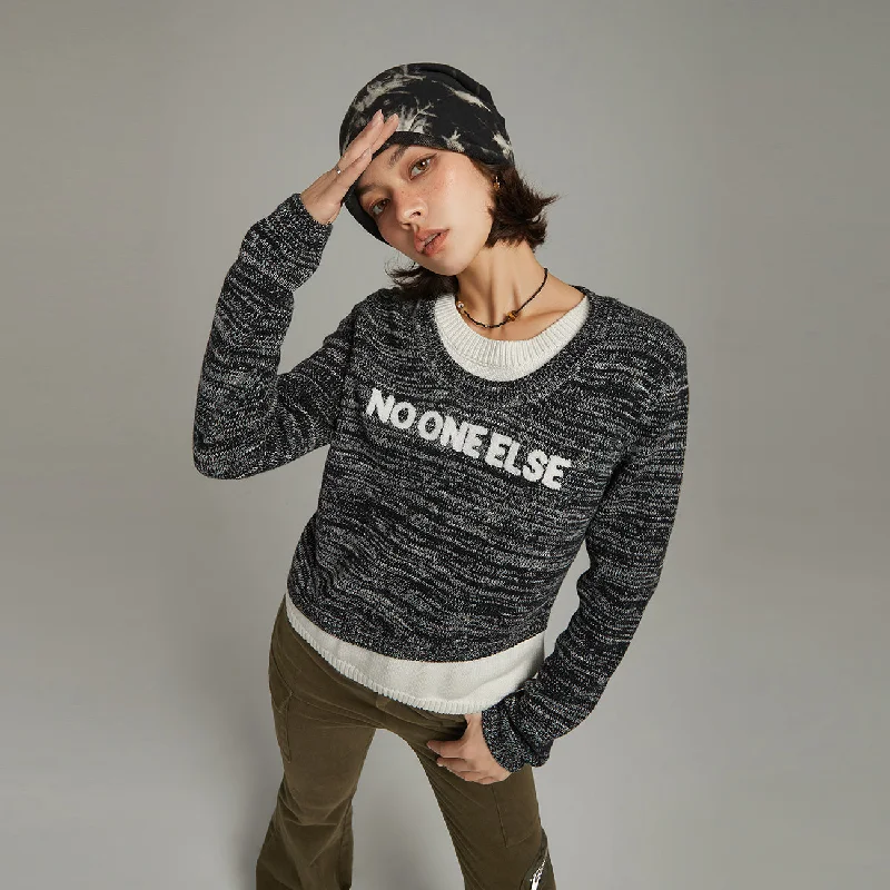 Fall Knit TopsLogo Color Combination Layered Knit Sweater