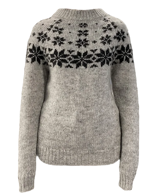 Beaded Knit TopsFönn Wool Sweater Grey