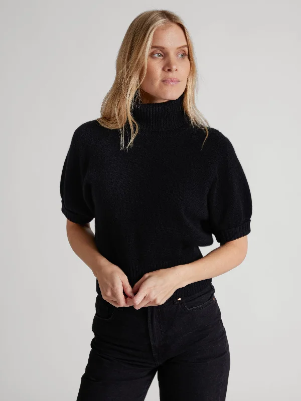 Retro Knit TopsCashmere sweater "Una" - black