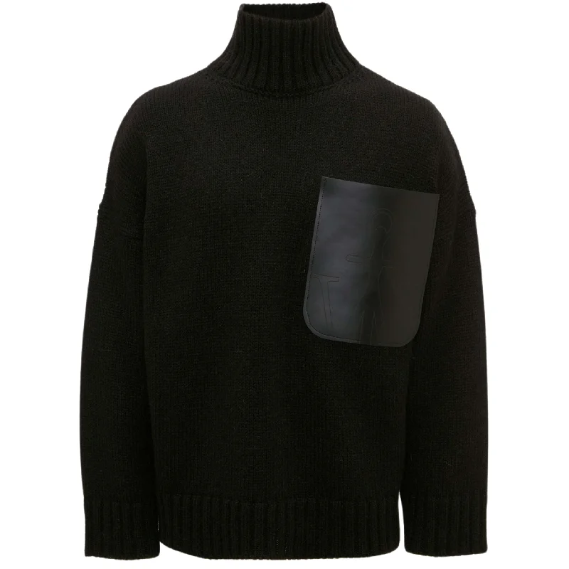 Velvet Knit TopsLeather Patch Pocket Jumper