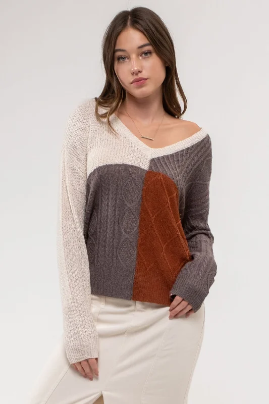 Alpaca Knit TopsLIGHT-WEIGHT COLORBLOCK KNIT