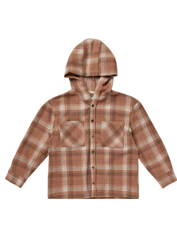 Cycling Knit TopsRylee & Cru Hooded Overshirt, Brown Plaid