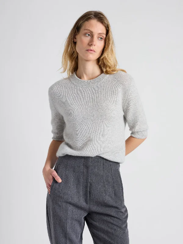 Organic Cotton Knit TopsCashmere sweater  "Sofia sweater" - light grey