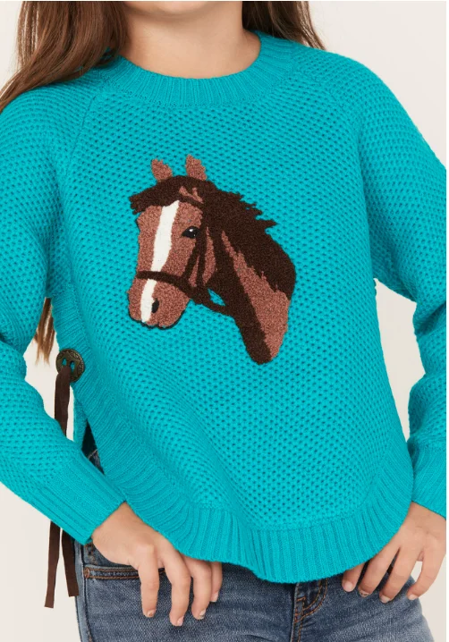 Scoop Neck Knit TopsKids Sedona Horse Head Sweater