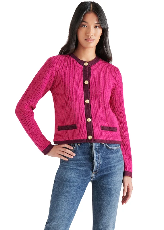 Cropped Knit TopsSteve Madden Fantino Sweater Jacket- Fuschia