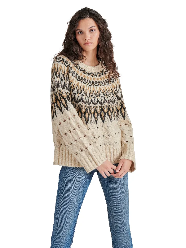 Embellished Knit TopsSuzette Fair Isle Sweater, Black Multi | Steve Madden